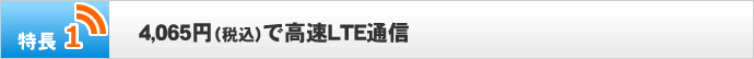 特長1 4065円(税込)で高速LTE通信